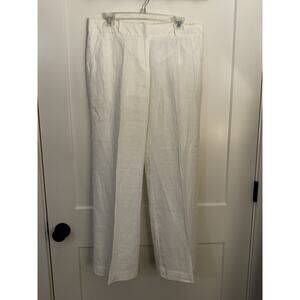 TU 100% Linen Trousers Pants White Sz 14S Wide Leg Resortwear Beach Vacation